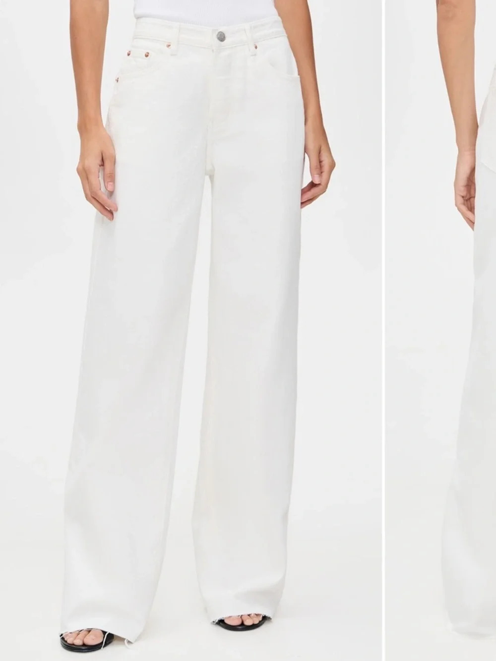 PARKE Women’s Low Rise Baggy Denim Jeans in White - Picture 7 of 8
